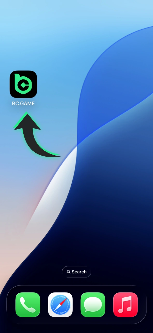Open downloaded BC Game iOS app to start playing Aviator.