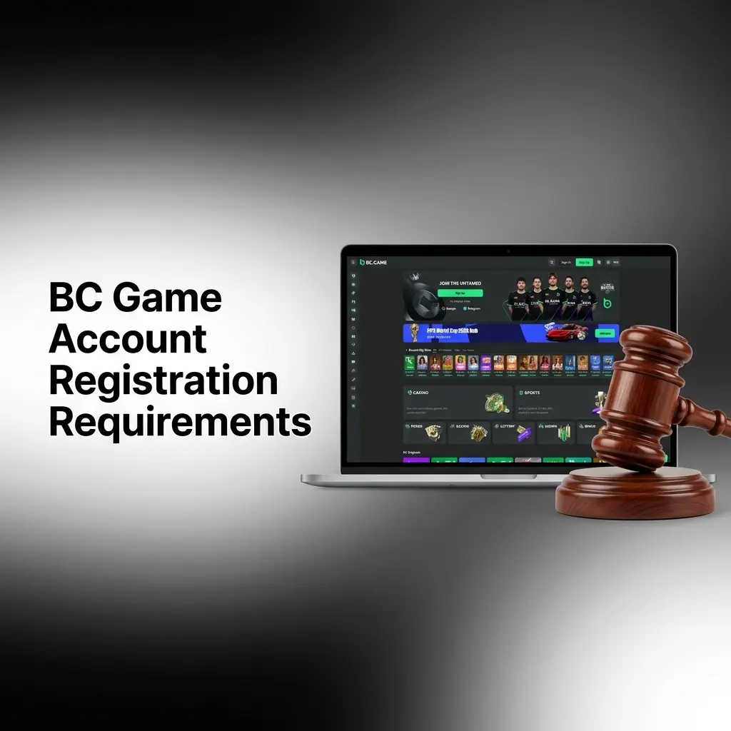 BC Game account registration requirements checklist showing age, eligibility, and identity verification criteria for players