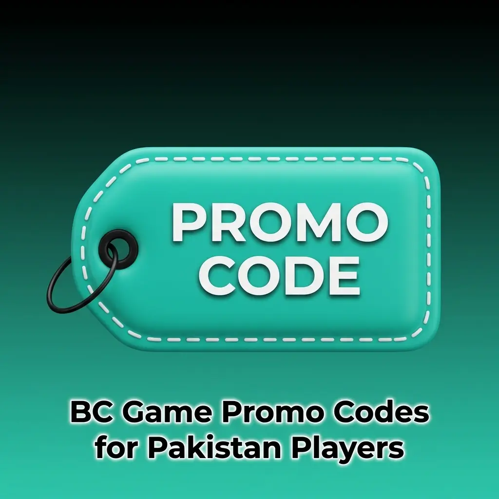 BC Game promo codes for Pakistan players showing bonus codes BCGAME and BCBONUS with registration steps