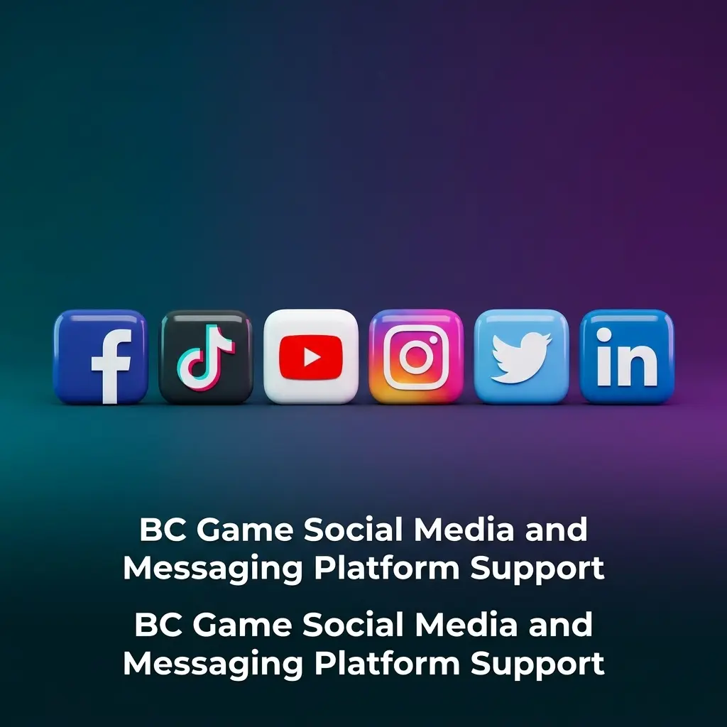 BC Game official social media support channels including Telegram, Twitter, Facebook, and Discord for player assistance