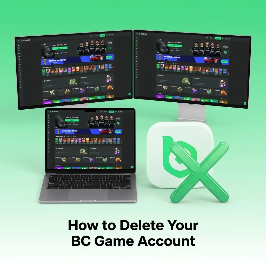 BC Game account deletion settings page showing security and responsible gambling options for closing your account