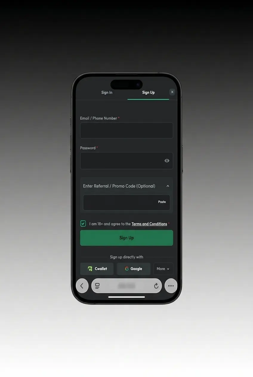 Step-by-step guide showing how to place a bet in the BC Game app from deposit to withdrawal in 6 steps