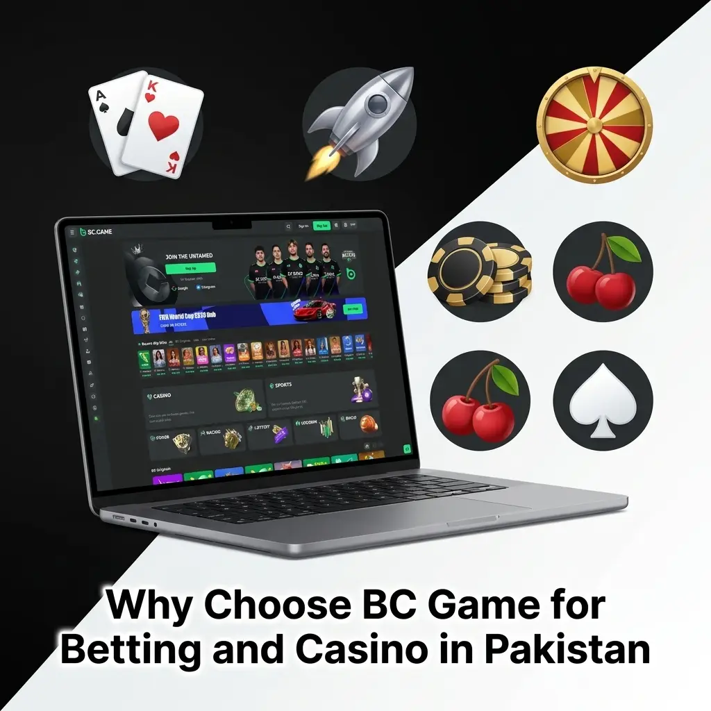 BC Game Pakistan platform showing crypto betting, PKR payments, and 300% welcome bonus up to PKR 27,000,000
